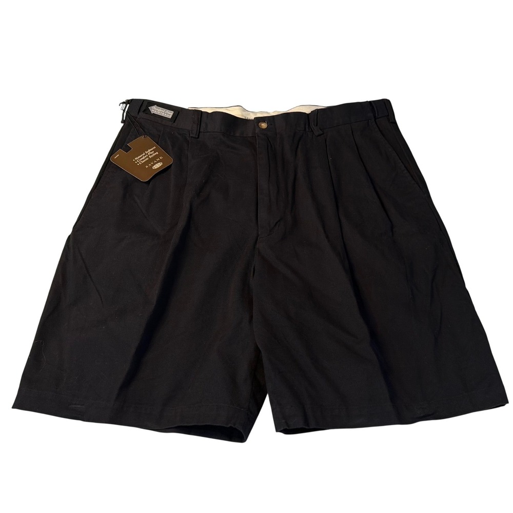 VTG 90s Savane Men's Black Pleated Chino Shorts Size 40W NWT / Deadstock